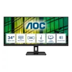 AOC | Monitor | U34E2M | 34 " | VA | WQHD | 21:9 | 100 Hz | 4 ms | 3440 x 1440 | 300 cd/m&sup2; | HDMI ports quantity 2 | Black