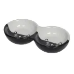 Nobby dubenėlis katėms keramikinis dvigubas "Face", juodas/baltas, 2 x 130 ml