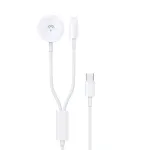 USB kabelis Dudao A12MAX-2in1 USB-C to iWatch/Lightning 20W 1.2m baltas