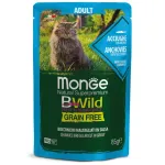 Monge BWild kons. pa&scaron;aras katėms su ančiuviais ir daržovėmis padaže 85g