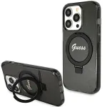 Guess GUHMP15LHRSGSK Hardcase Ring Stand Script Glitter MagSafe for iPhone 15 Pro 6.1" / black