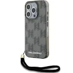 Karl Lagerfeld KLHCP15LHKDPNSK Hardcase IML Mono KL Pattern & Cord for iPhone 15 Pro 6.1" / black