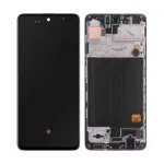 Ekranas Samsung A515 A51 su lietimui jautriu stikliuku ir rėmeliu originalus Black (service pack)