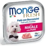 Monge Fresh pa&scaron;tetas &scaron;unims su kiaulienos gabalėliais 100g