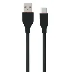 Silikoninis kabelis USB Type-A - Type-C (juodas, 2m)