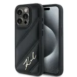 Karl Lagerfeld KLHCP15LPQDSMGK Diagonal Quilted Script Hardcase for iPhone 15 Pro 6.1" / black