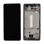 Ekranas Samsung A525 A52 4G/A526 A52 5G su lietimui jautriu stikliuku ir rėmeliu juodas OLED (real size)