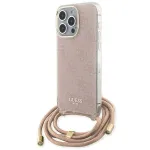 Guess GUHCP15LHC4SEP Hardcase Crossbody Cord 4G Print for iPhone 15 Pro 6.1" / pink
