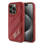 Karl Lagerfeld KLHCP15LPQDSMGR Diagonal Quilted Script Hardcase for iPhone 15 Pro 6.1" / red