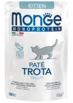 Monge Monoprotein Kitten begrūdis konservuotas pa&scaron;aras jaunoms katėms su upėtakiu 85g