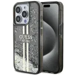 Guess GUHCP15LLFCSEGK Hardcase Liquid Glitter Gold Stripes for iPhone 15 Pro 6.1" / black