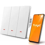 Qoltec Smart 3-Gang Light Switch | Wi-Fi | Timer| Tuya | Smart life | White