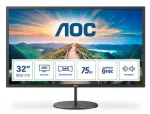 AOC | Monitor | Q32V4 | 31.5 " | IPS | QHD | 16:9 | 75 Hz | 4 ms | 2560 x 1440 | 250 cd/m&sup2; | Headphone out (3.5mm) | HDMI ports quantity 1 | Warranty 36 month(s)
