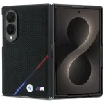 BMW M Leather Case Perforated Tricolor Stripe Metal Logos MagSafe for Samsung Galaxy Z Fold8 / black