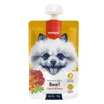 Wanpy mėsos pasta &scaron;unims su jautiena, morkomis ir žirneliais, 90 g.