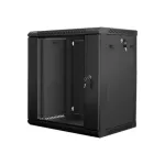 Lanberg | Rack cabinet 19" wall-mount 12U/600x450 (flat pack) with glass door | WF01-6412-10B | Black
