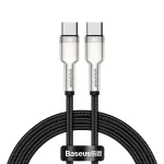 Baseus Cafule Metal 100W 1.0m USB-C - USB-C kabelis duomenų perdavimui ir krovimui, juodas / sidabrinis