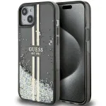 Guess GUHCP15MLFCSEGK Liquid Glitter Gold Stripes Hardcase for iPhone 15 Plus/14 Plus 6.7" / black