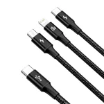 Baseus CAMLT-SC01 1.5m USB-C į USB-C (iki 15W), microUSB (iki 10W), lightning (iki 20W), juodas