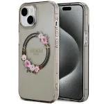Guess GUHMP15SHFWFCK Hardcase IML Flowers Wreatch MagSafe for iPhone 15 / 14 / 13 6.1" / black