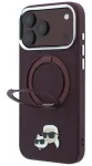 Dėklas Karl Lagerfeld PU Grained K&CH Heads Ring Stand Magsafe Apple iPhone 18 Pro tamsiai raudonas