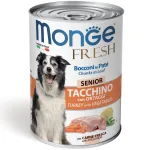 Monge Fresh Senior konservuotas pa&scaron;aras pagyvenusiems &scaron;unims su kalakutiena ir daržovėmis 400g