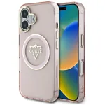 Case Guess IML Metal Mountain Logo MagSafe for iPhone 16 / pink