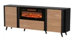 Cama Volare chest of drawers 200 x 39 x 75 cm black/walnut + fireplace