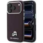 Dėklas Karl Lagerfeld PU Grained Semi Wrap K&CH Heads Magsafe Apple iPhone 18 Pro tamsiai raudonas