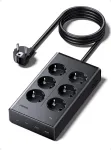 UGREEN S622 Extension Cord 1.3m 6 sockets with USB charger (3x USB-A max 15W, 1x USB-C max 20W) / black