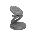 Raidsonic 3 in 1 foldable magnetic charging stand for mobile phone, earpods and smartwatch, Aluminium | Icy Box IB-SH101-CH