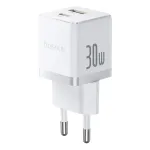 Baseus Palm 30W USB + USB-C QC3.0 PD3.0 įkroviklis, baltas