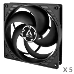 ARCTIC P14 korpuso ventiliatoriai, 3-pin, 140mm, juodi, 5 vnt.
