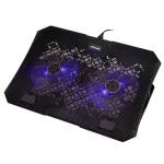 Ne&scaron;iojamojo kompiuterio au&scaron;inimo stovas HISMART, su 2 LED ventiliatoriais, 5 padėčių