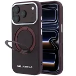 Dėklas Karl Lagerfeld PU Saffiano Ring Stand MagSafe Apple iPhone 18 Pro Max tamsiai raudonas