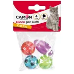 CAMON katėms 4 įvairūs kamuoliukai su varpeliu 4cm