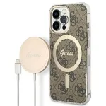 Guess Set GUBPP13LH4EACSW Case+ Charger Hard Case 4G Print MagSafe for iPhone 13 Pro / brown