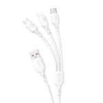 USB kabelis Dudao L8A-3in1 USB-A to USB-C/MicroUSB/Lightning 6A 1.2m baltas