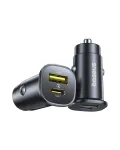 Baseus GoTrip 30W 12- 24V USB-A + USB-C QC PD automobilinis įkroviklis, juodas