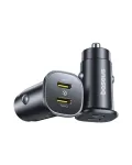 Baseus GoTrip 30W 12- 24V 2xUSB-C PD automobilinis įkroviklis, juodas