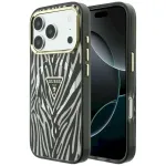 Guess IML Zebra Glitter Triangle Logo MagSafe for iPhone 18 Pro / iPhone 17 Pro / silver