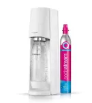 SodaStream Terra gazuotų gėrimų gaminimo aparatas, baltas + 1x 60L CO2 (rožinis) + 1x buteliukas