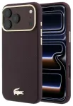 Dėklas Lacoste PU Leather Champs Elysees Gold Logo MagSafe Apple iPhone 18 Pro tamsiai raudonas