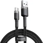 Baseus Cafule 3A 0.5m USB-A - USB-C įkrovimo ir duomenų kabelis, pilkas / juodas