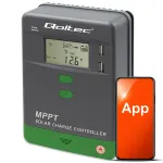 Qoltec Solar Charge Controller MPPT with Temperature Sensor 40A | 12V / 24V | LCD | 2 x USB | Bluetooth | APP | GEL | LiFePO4
