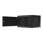Lanberg | Rack cabinet 19" wall-mount 6U/600x450 for self-assembly with metal door (flat pack) | WF01-6406-00B | Black
