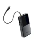LiPo i&scaron;orinis akumuliatorius (PowerBank) 10000mAh 22.5W USB + USB-C su integruotu USB-C kabeliu EnerFill Bipow2 juodas B