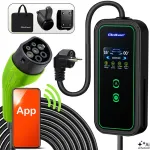Qoltec Mobile EV charger with adjustable 2in1 Type2 | 3.5kW | 230V | SCHUKO 16A | Wi-fi | LCD | Portable | Wallbox | 5m