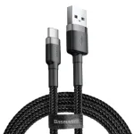 Baseus Cafule 3A 2.0m USB-A - USB-C įkrovimo ir duomenų kabelis, pilkas / juodas