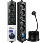 Qoltec Surge protector | 5 sockets | 1.8m | Black